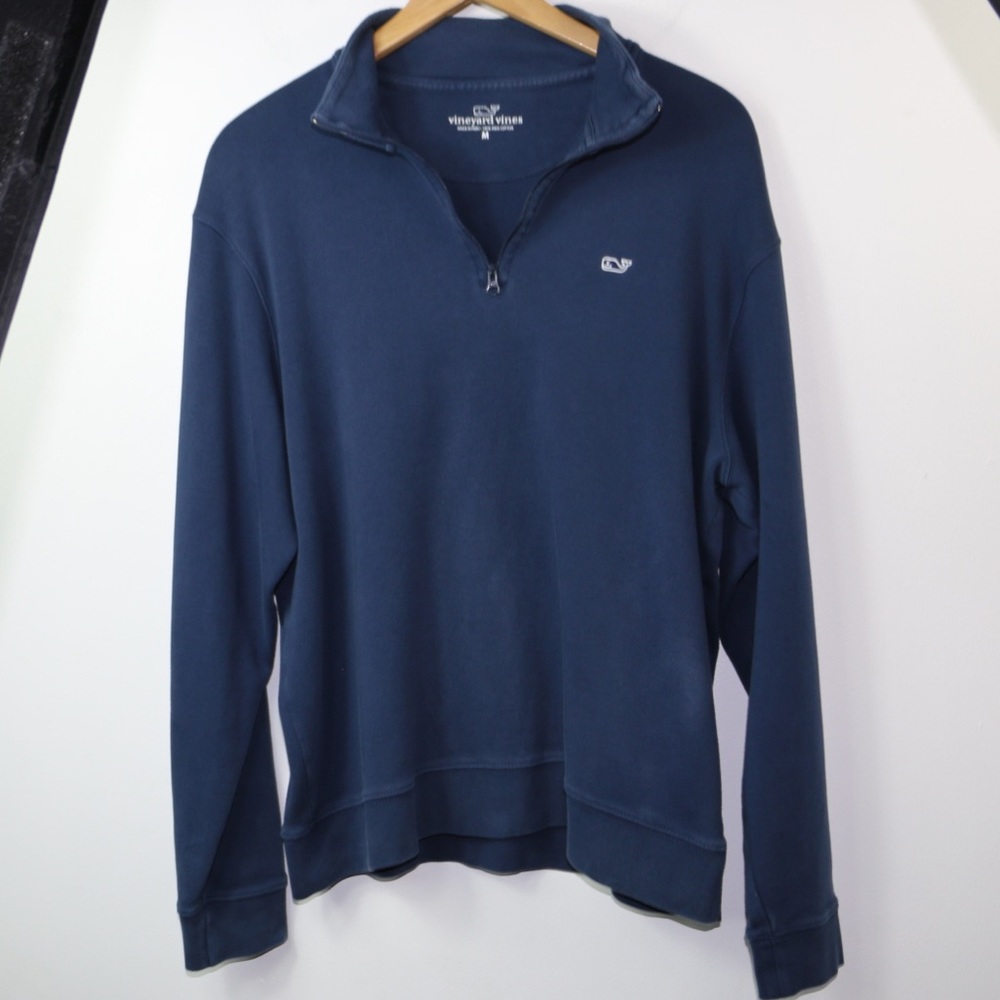 Vineyard Vines Sweater Unisex Medium Pullover 1/4 Zip Preppy Navy Blue